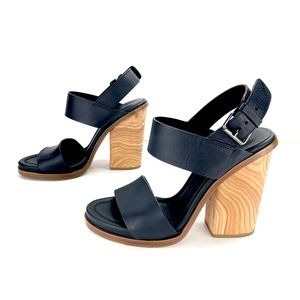 Vince Black Sandals with Wooden Heel